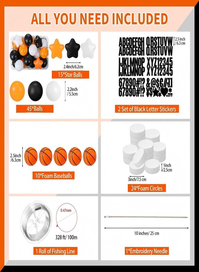 مجموعة سيمجوينج 98 قطعة لافتة عيد ميلاد كرة سلة جامبو يمكنك صنعها بنفسك، تتضمن سوار صداقة، زينة حفلات عملاقة قابلة للتخصيص، مثالية لحفلات كرة السلة الرياضية - Image 2